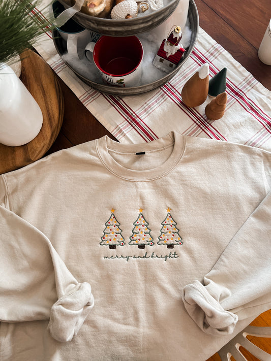 Christmas Tree Embroidered Sweatshirt